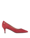 Pollini Suede Pumps In Fire Red