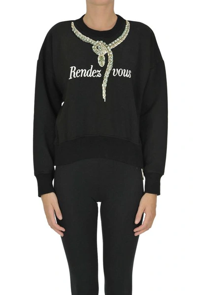 Sweet Matilda Rendez Vous Embellished Sweatshirt In Black