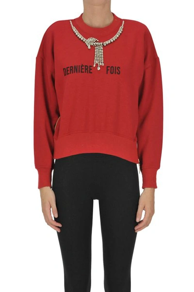Sweet Matilda Derniere Fois Embellished Sweatshirt In Red