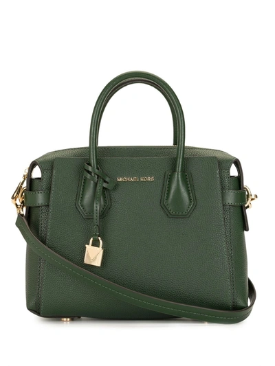 Michael Michael Kors Mercer Cut-out Leather Bag In Green