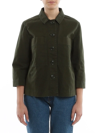 Aspesi Shirt-style Cotton Drill Shirt In Green
