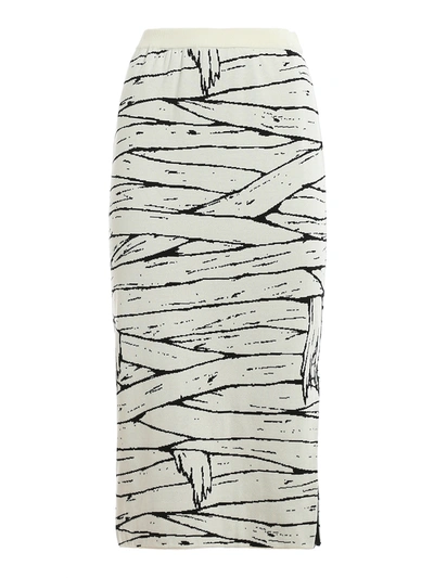 Moschino Side Vent Cotton Pencil Skirt In White