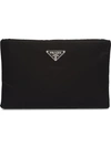 Prada Medium Padded Nylon Clutch In Black