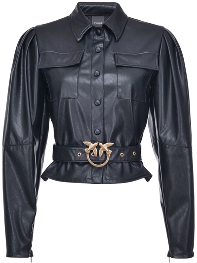 Pinko Belted Shirt In Black