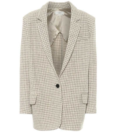 Isabel Marant Étoile Kaito Houndstooth Virgin-wool Blazer In Beige