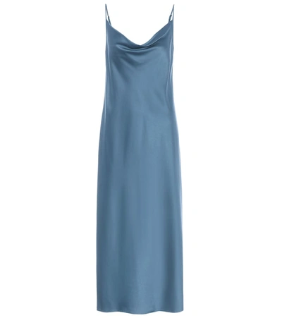 Max Mara Leisure Teoria Satin Slip Dress In Blue