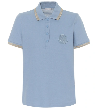 Moncler Cotton Piqué Polo Shirt In Blue