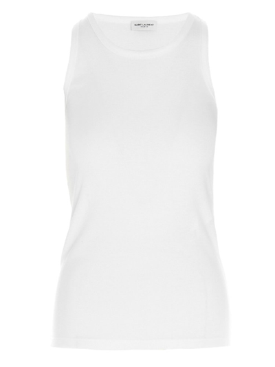 Saint Laurent Crewneck Sleeveless Tank Top In White