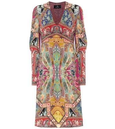 Etro Patchwork-print Midi Dress In Multicolour