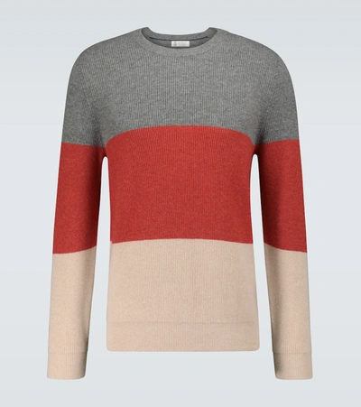 Brunello Cucinelli Cashmere Colorblocked Sweater In Beige