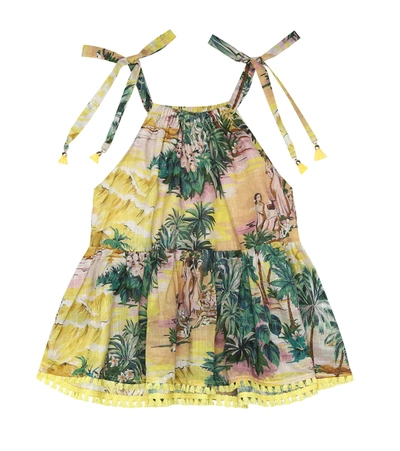 Zimmermann Kids' Tropical-print Sleeveless Dress In Yellow
