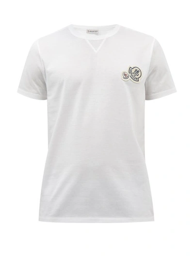 Moncler Double-logo Cotton-jersey T-shirt In White