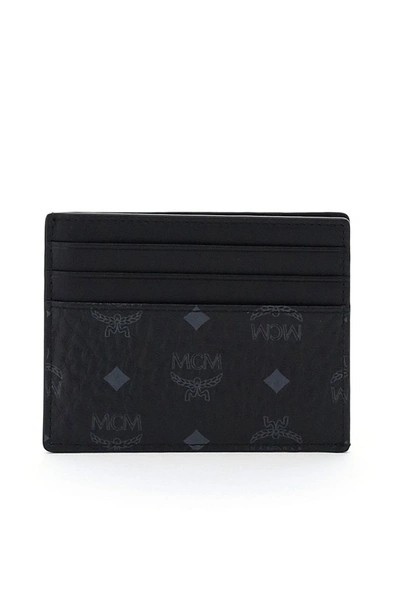 Mcm Visetos Coated Canvas Card Case In Black
