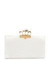 Alexander Mcqueen Skull Four-ring Croc-embossed Leather Flat Pouch In Pink