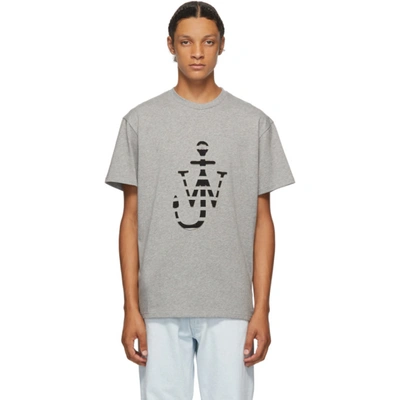 Jw Anderson Laser Cut Logo Cotton T-shirt In Gry Mel 907