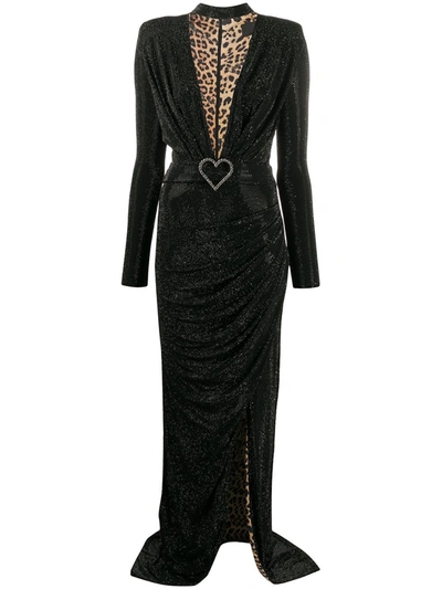 Philipp Plein Aphrodite Stud Embellished Asymmetric Dress In Black