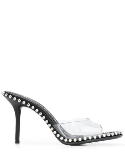 Alexander Wang Nova Studded Leather And Pvc Sandals In Black