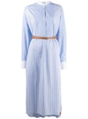 Loewe Striped Belted Cotton-poplin Shirt Dress In Blue
