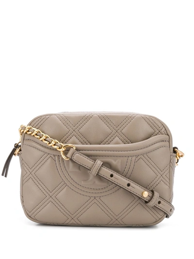 Tory Burch Fleming Leather Camera-bag In Grey