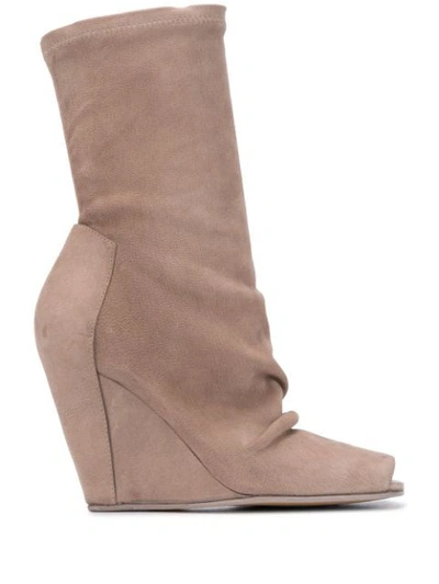 Rick Owens Wedge Boot Sandals In Grey