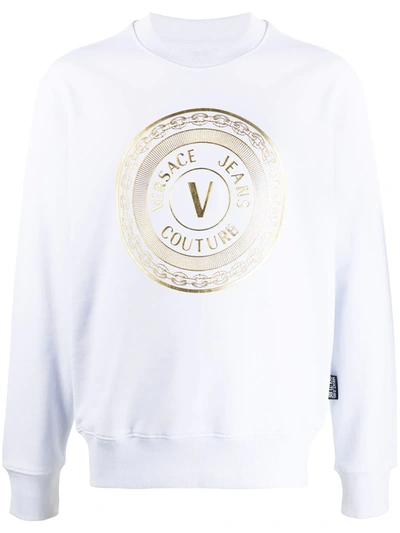 Versace Jeans Couture Logo Print Sweatshirt In White
