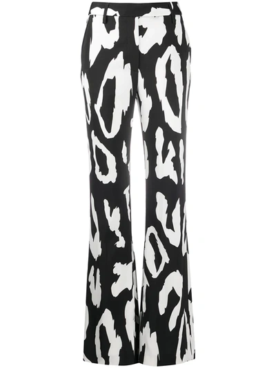 Just Cavalli Leopard-print Crepe Straight-leg Pants In Black