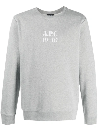 Apc Logo Long-sleeve Sweatshirt In Grey