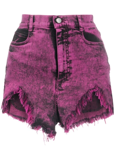 Red Valentino Redvalentino Marble Washed Denim Shorts In Pink