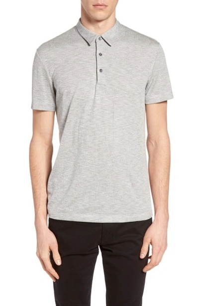 Theory Bron Slim Fit Polo In Grey Multi