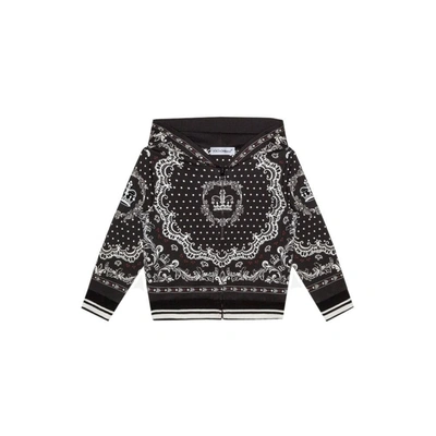 Dolce & Gabbana Kids' Dolce &amp; Gabbana Baroque Print Hoodie In Black