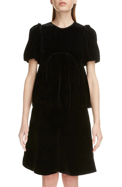 Cecilie Bahnsen Kastanje Velvet Open Back Blouse In Black