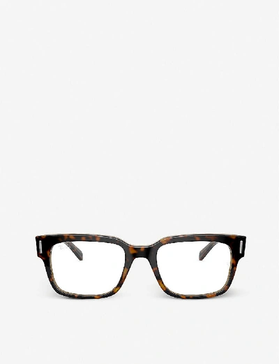 Ray Ban Rx5388 Acetate Square-frame Glasses In Brown
