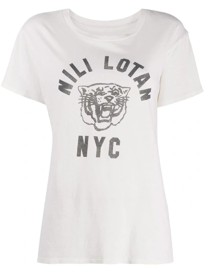 Nili Lotan Logo Print T-shirt In Neutrals