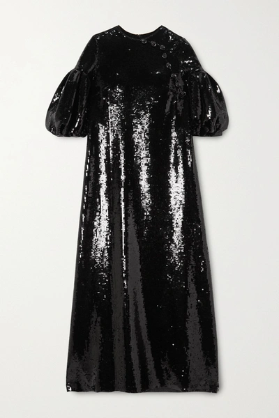 Huishan Zhang Celine Sequined Georgette Maxi Dress In Black