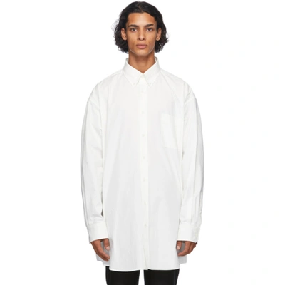 Maison Margiela Garment Dyed Slim Fit Button Down Shirt In White