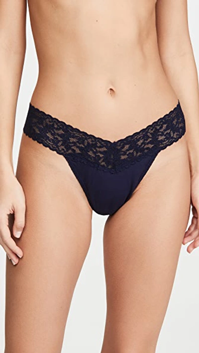 Hanky Panky Cotton With A Conscience Orig Rise Thong In Navy