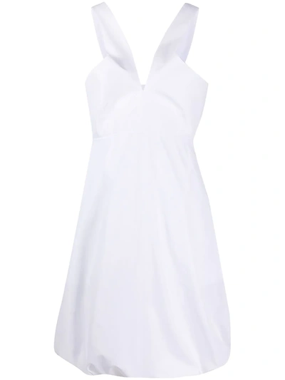 Ferragamo V-neck Balloon Mini Dress In White