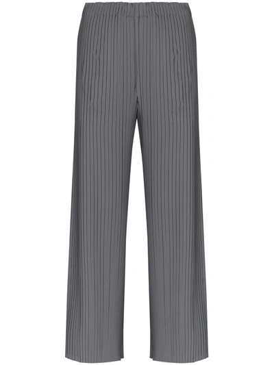 Issey Miyake Plissé Split-detail Trousers In Grey