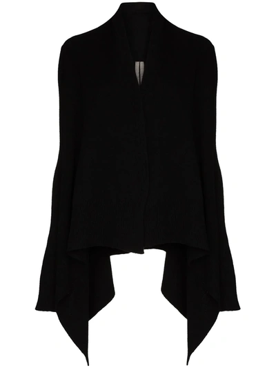Rick Owens Draped Cashmere And Wool-blend Cardigan In Black