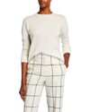 Theory Karenia Paneled Ribbed Cashmere Sweater In Ivory