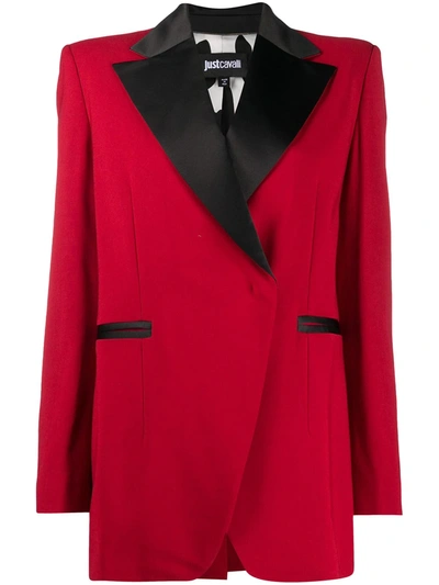 Just Cavalli Contrast Lapel Blazer Jacket In Red