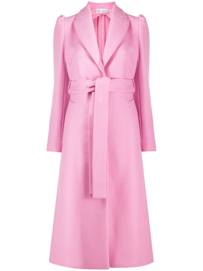Red Valentino Belted Midi Coat In Pink