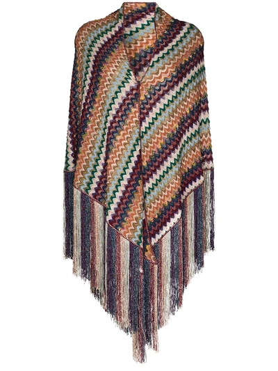 Missoni Fringed Crochet-knit Scarf In Pink