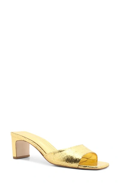 Schutz Queliana Slide Sandal In Gold Leather