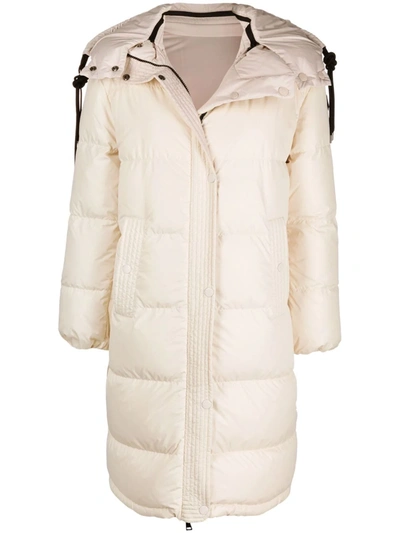 Moncler Reversible Logo-print Padded Coat In Beige