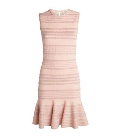 Alexander Mcqueen Textured Knit Embossed Dress In Pink