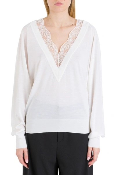 Chloé Sweater With Lace Insert In White