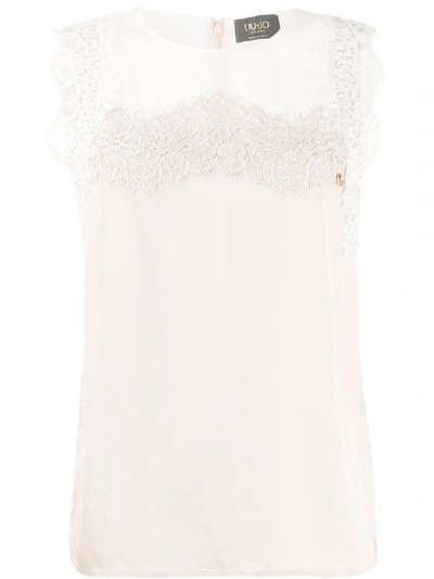 Liu •jo Blouse With Lace Inserts In Neutrals
