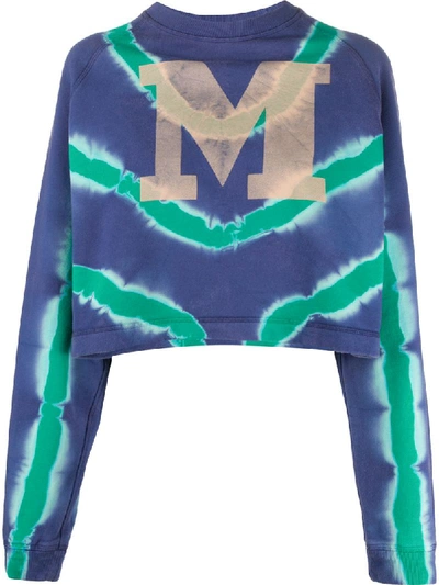 M Missoni Tie-dye Sweratshirt With Monogram Print In Blu