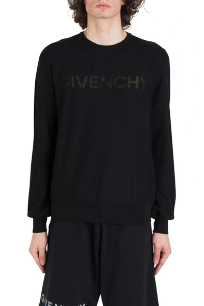 Givenchy Pull With Perforated Logo In Black